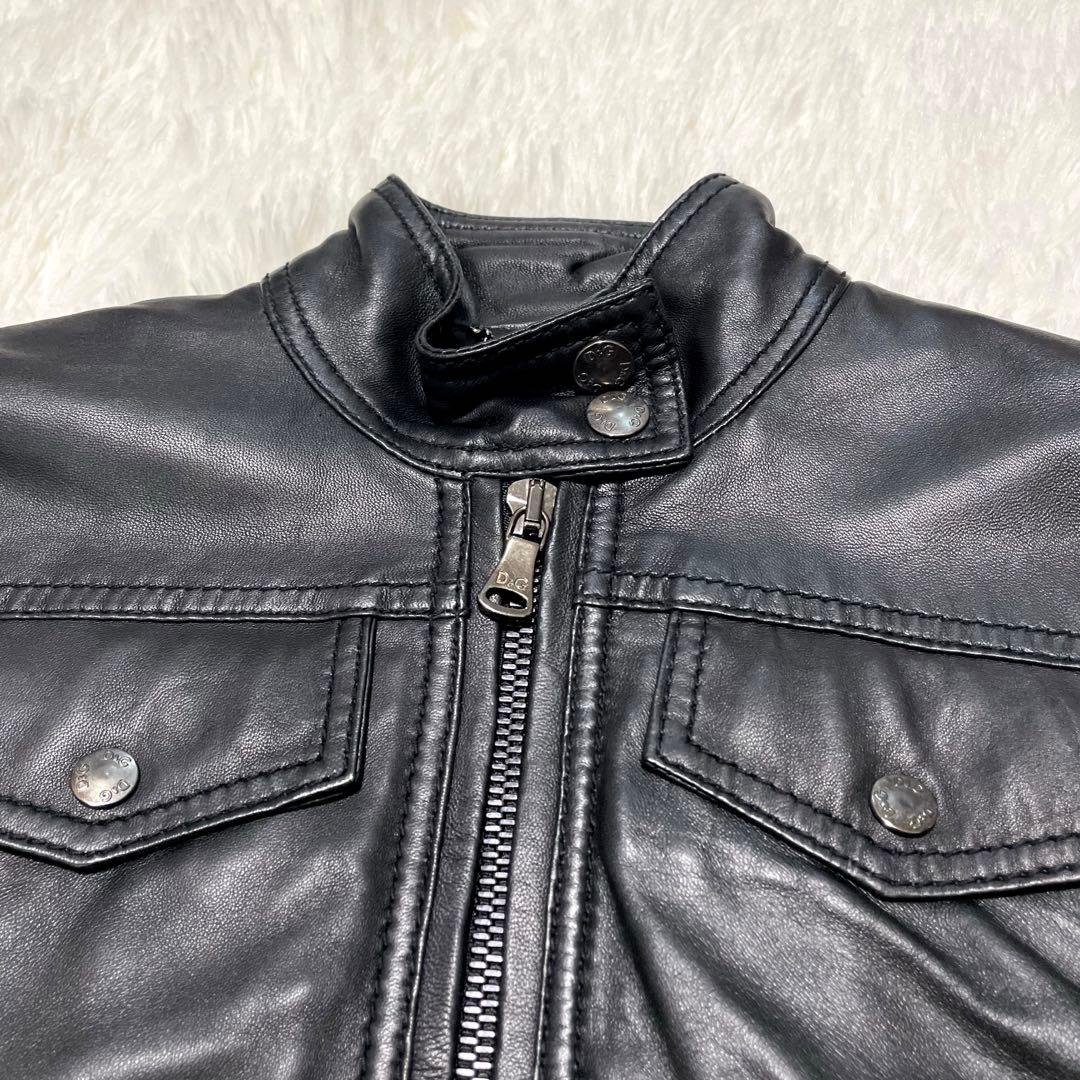 【美品】ドルチェアンドガッバーナ シングルライダースジャケット 黒 サイズ36