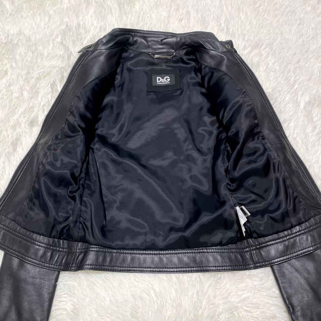 【美品】ドルチェアンドガッバーナ シングルライダースジャケット 黒 サイズ36