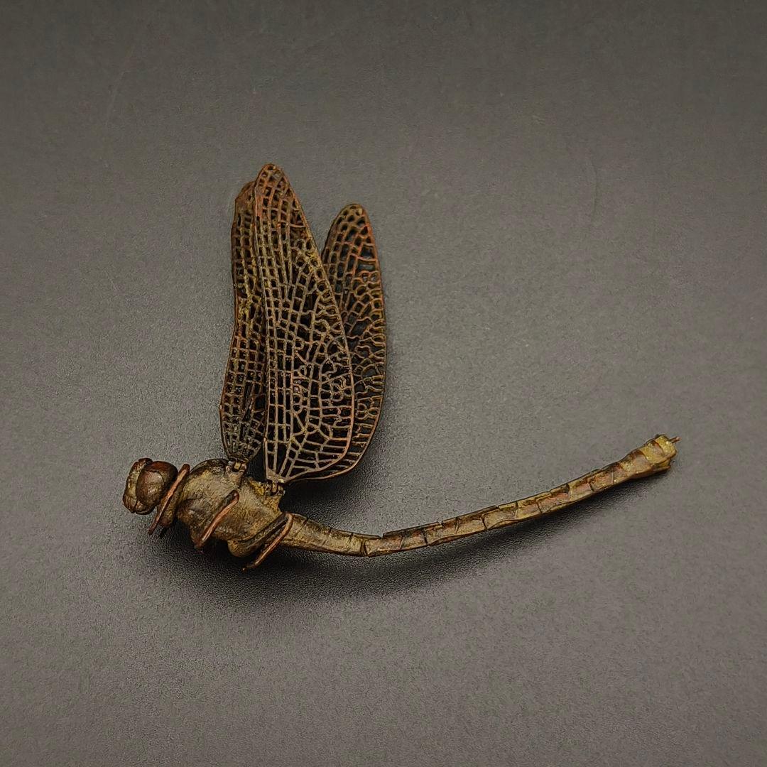 H*T様 銅製置物　勝虫　蜻蛉　トンボ　雨宮宗作　関節可動　金工品　茶道具