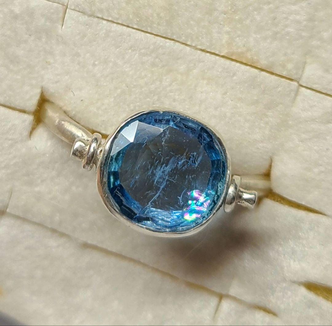 深い海の煌めき★サンタマリアアフリカーナアクアマリンリング、レインボーInc★