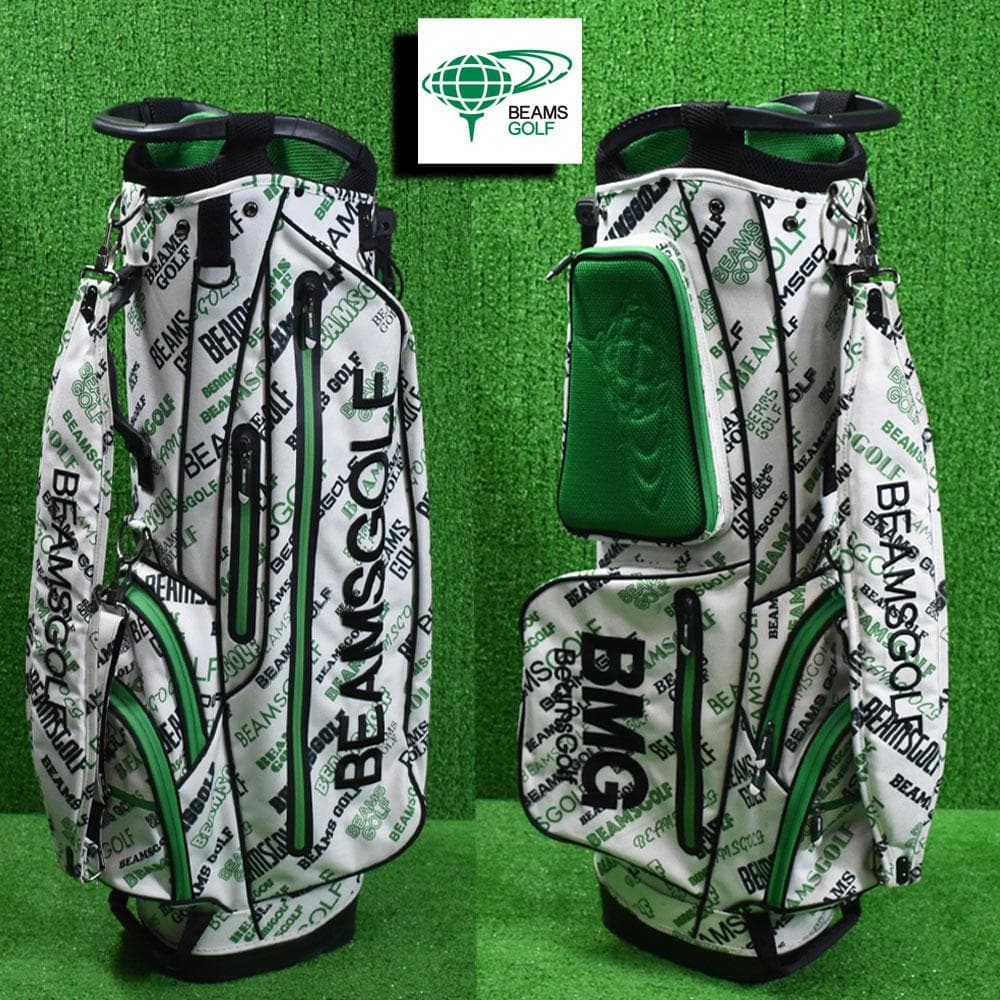 BEAMS GOLF/ビームス スタンド式 キャディバッグ【白/緑/黒】美品！