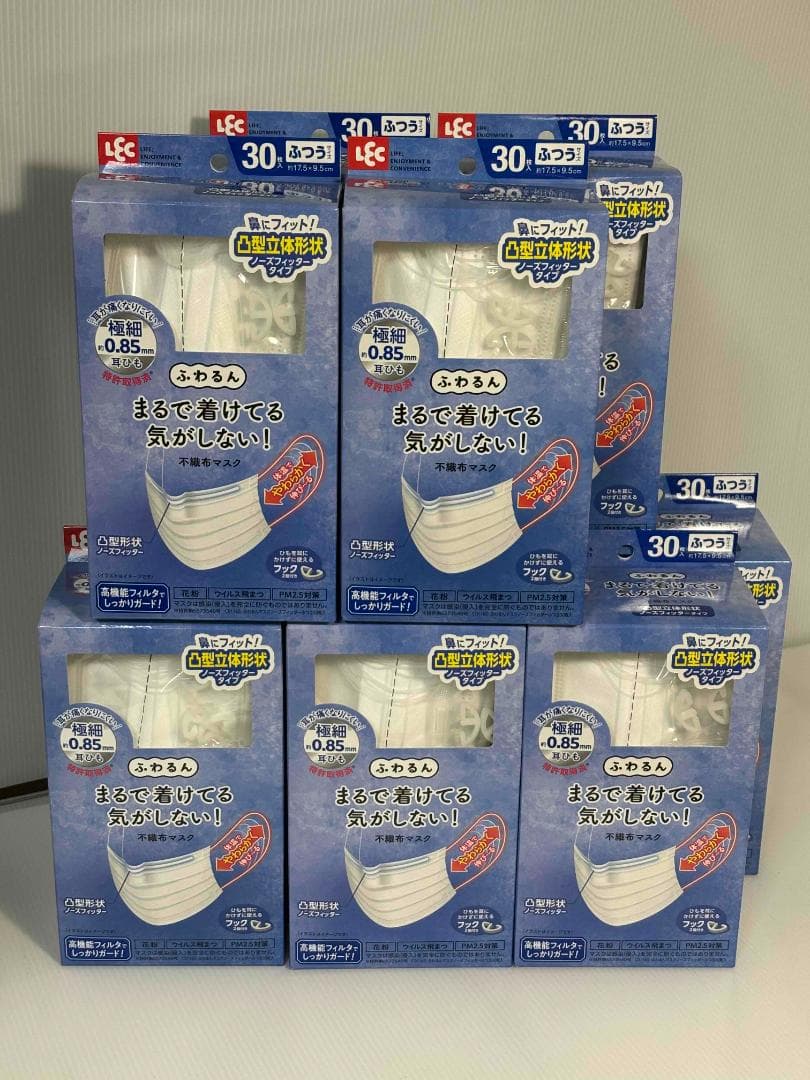 (10箱セット)レック極細耳ひも マスク ふわるん 　ふつうサイズ 30枚入