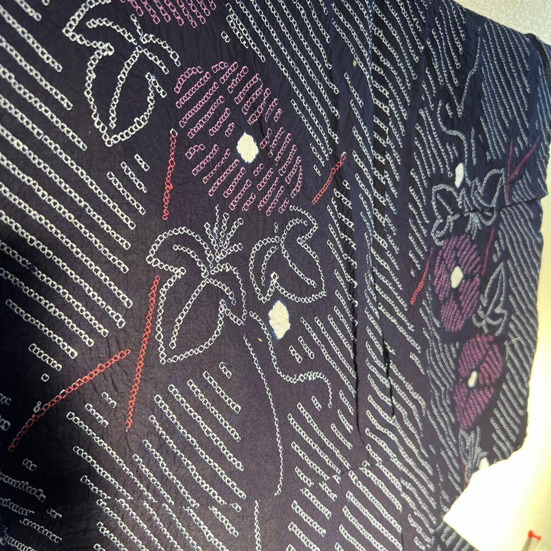 Maakii 有松絞り浴衣半幅帯セット　朝顔　本場筑前博多織　絹　綿　有松