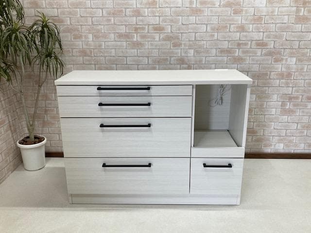 カウンター　キッチン　120幅　国産　レンジ台　収納　ホワイト　新品