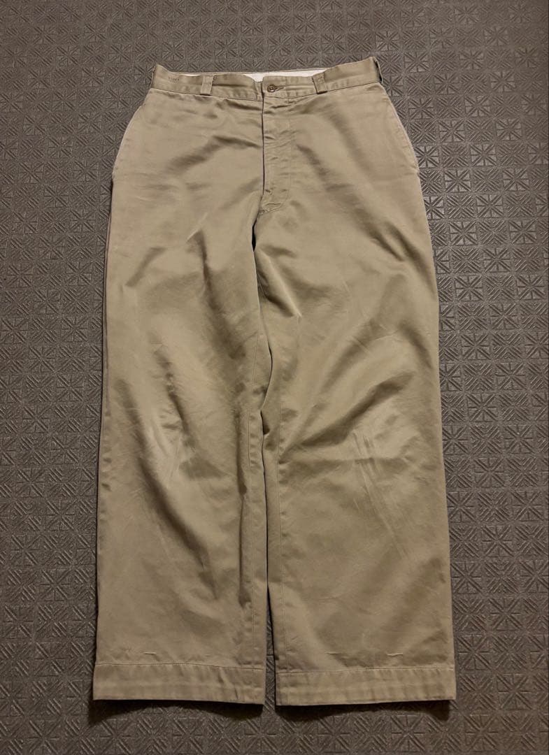 60s US ARMY チノ ワークパンツ オールコットン ベージュ カーキ