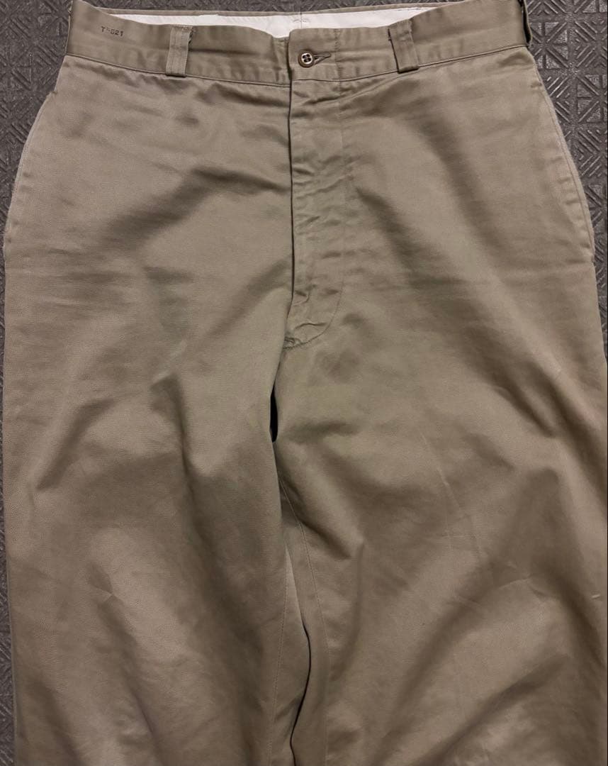 60s US ARMY チノ ワークパンツ オールコットン ベージュ カーキ