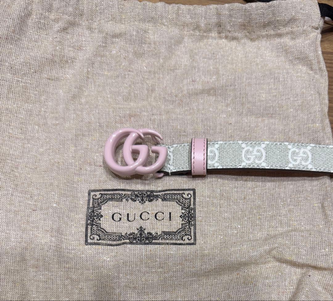 鞠*山様 未使用　GUCCI グッチ　レディース　GGロゴ ベルト グレー/ピン
