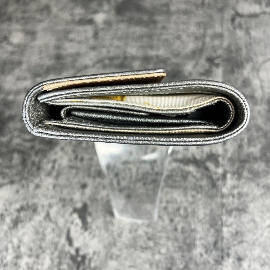 CHANEL ビコローレ レザー 三つ折り 長財布 ココマーク