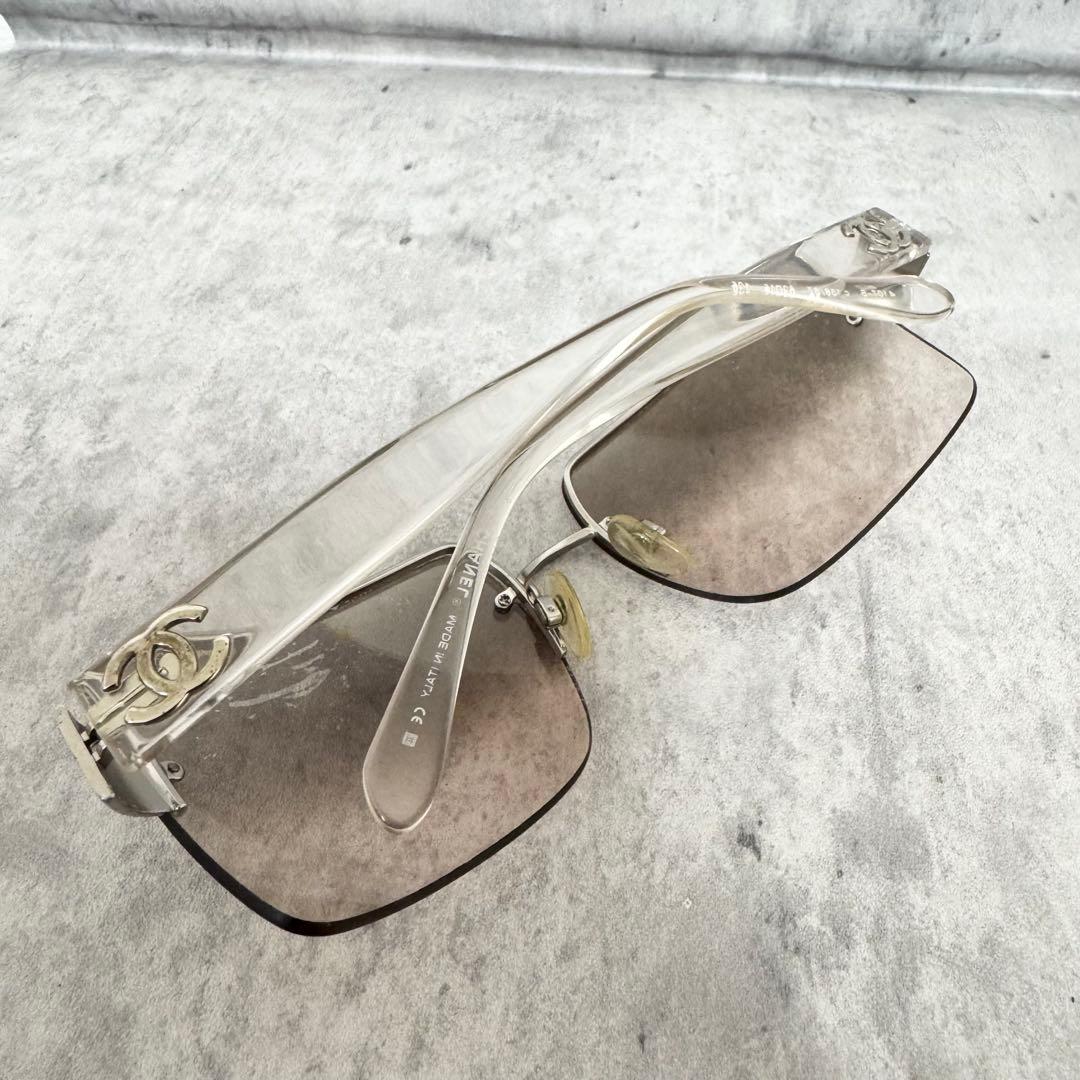 CHANEL シャネル サングラス クリア リムレス ココマーク ヴィンテージ