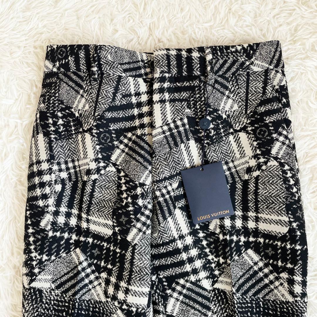 新品タグ付　ルイヴィトン　スラックス　千鳥格子　モノグラム　ブラック　Mサイズ
