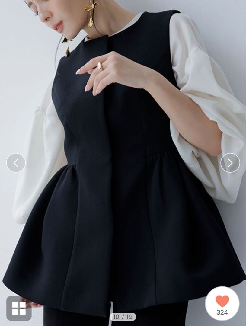 ペプラムフォルムトップス black anuans