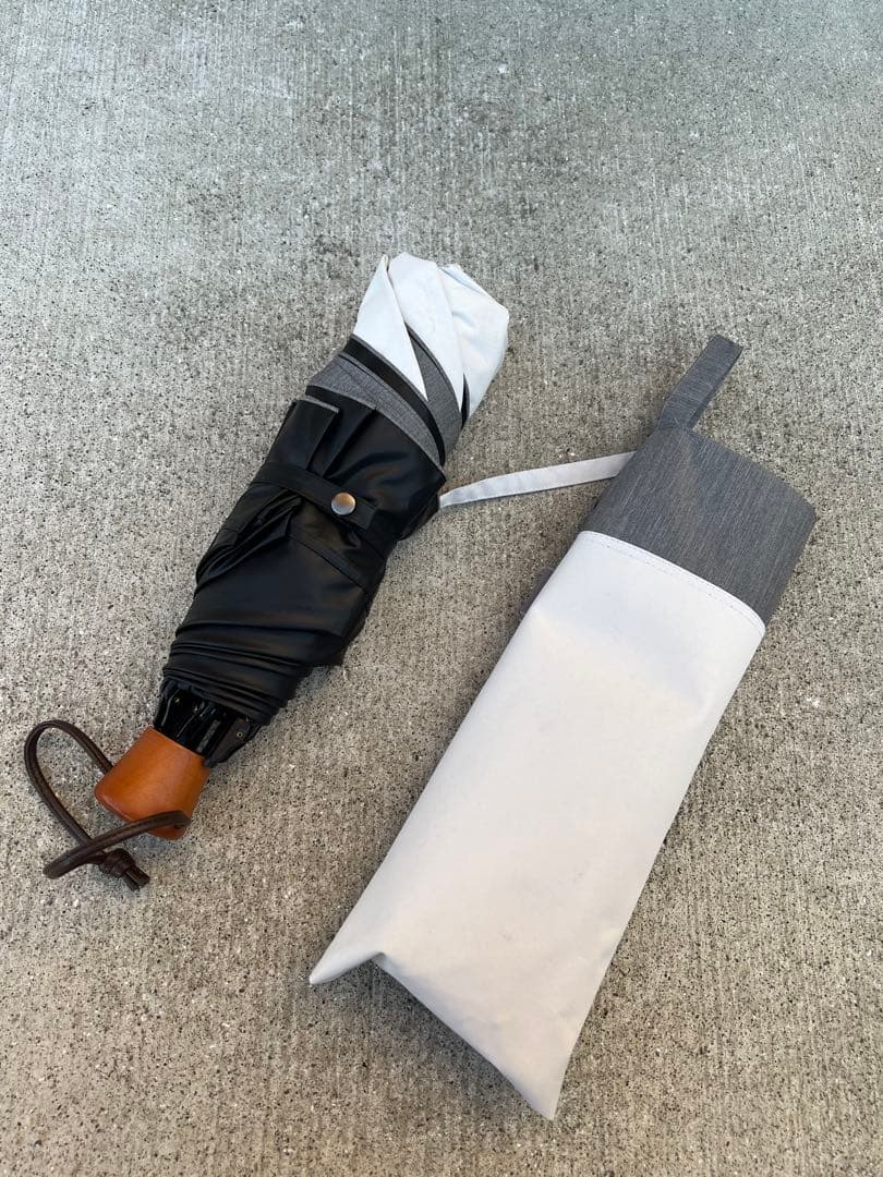 週末限定特価　サンバリア100 三段折り折りたたみ日傘 ホワイト　グレー　コンビ