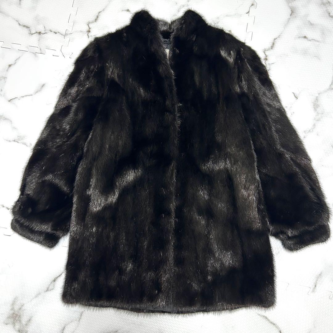 SAGA MINK ブラックミンク 本毛皮 コート 銀サガ リアルファー 艶◎