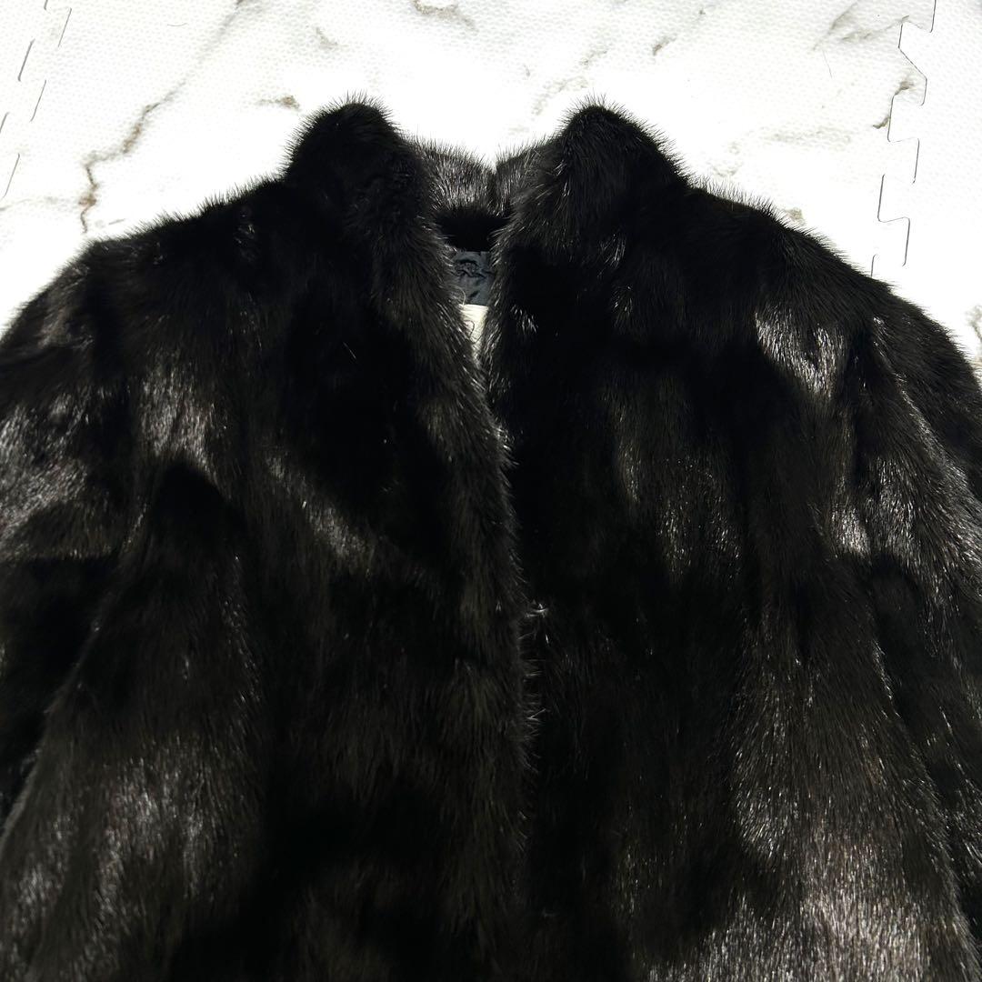 SAGA MINK ブラックミンク 本毛皮 コート 銀サガ リアルファー 艶◎