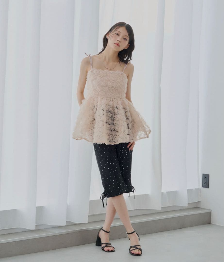 【♡】chico チコ　ローズチュールペプラムブラウス　ピンク