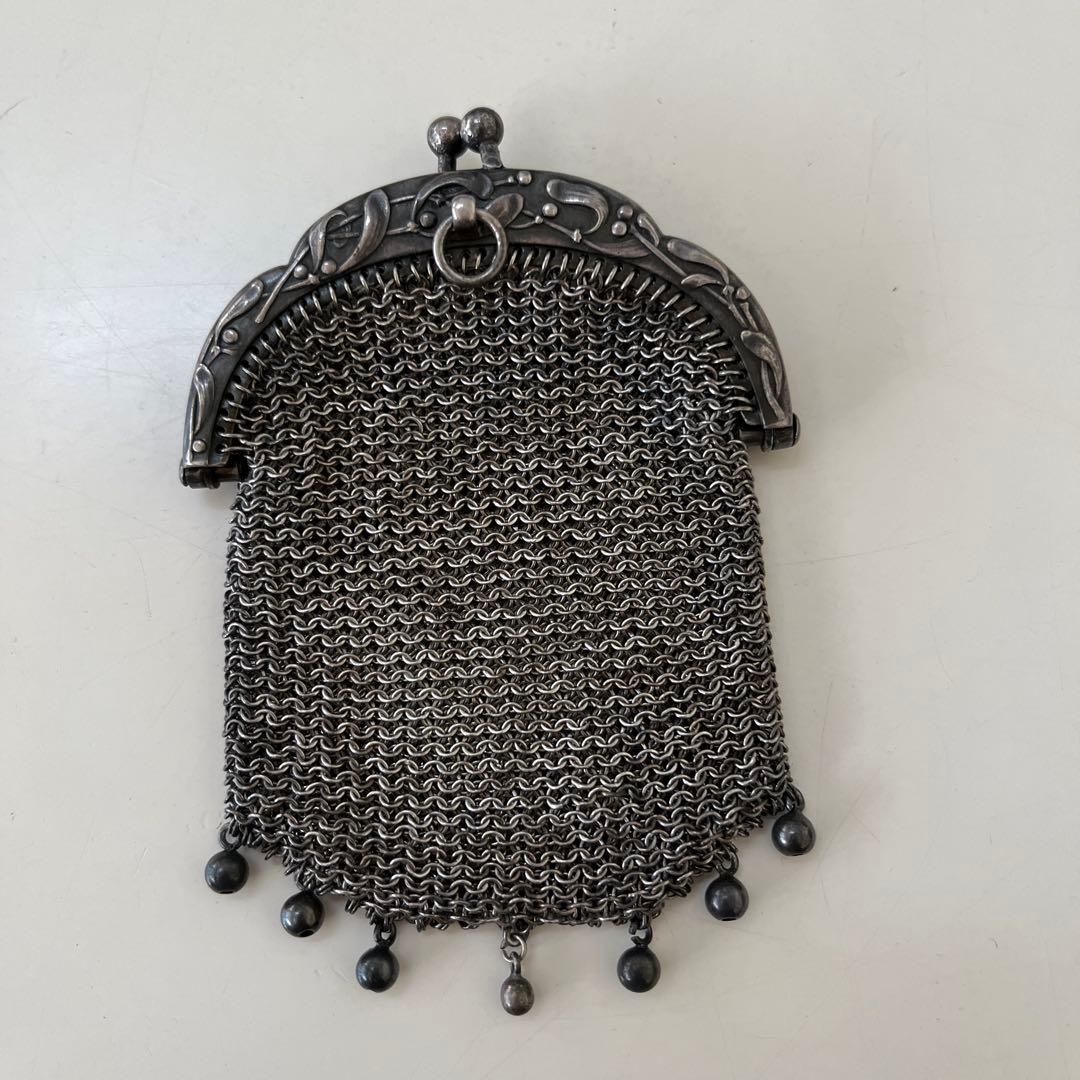 純銀製　フランスアンティーク　ヤドリギモチーフ　パース　1900年代