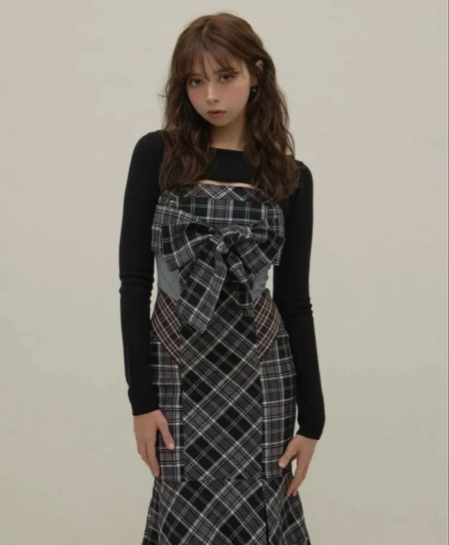 andmary Juni check dress ブラック