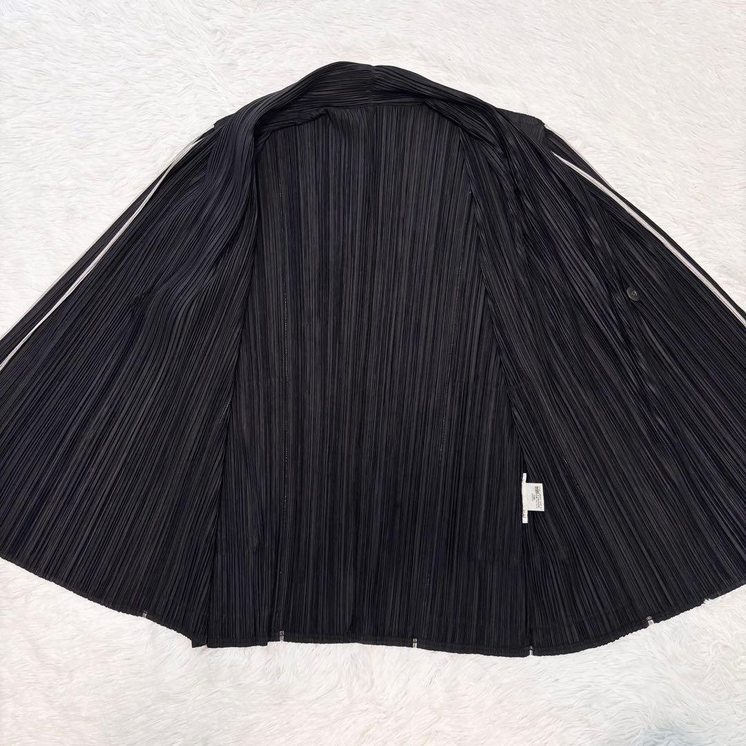 希少　プリーツプリーズ　ロングカーディガン　ポケット付き　ブラック　サイズ3