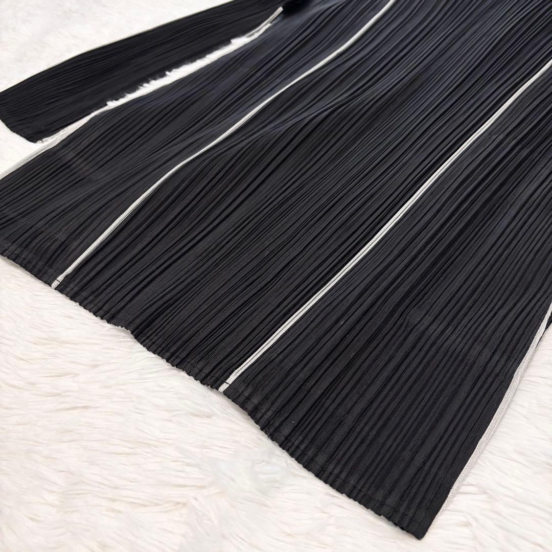 希少　プリーツプリーズ　ロングカーディガン　ポケット付き　ブラック　サイズ3