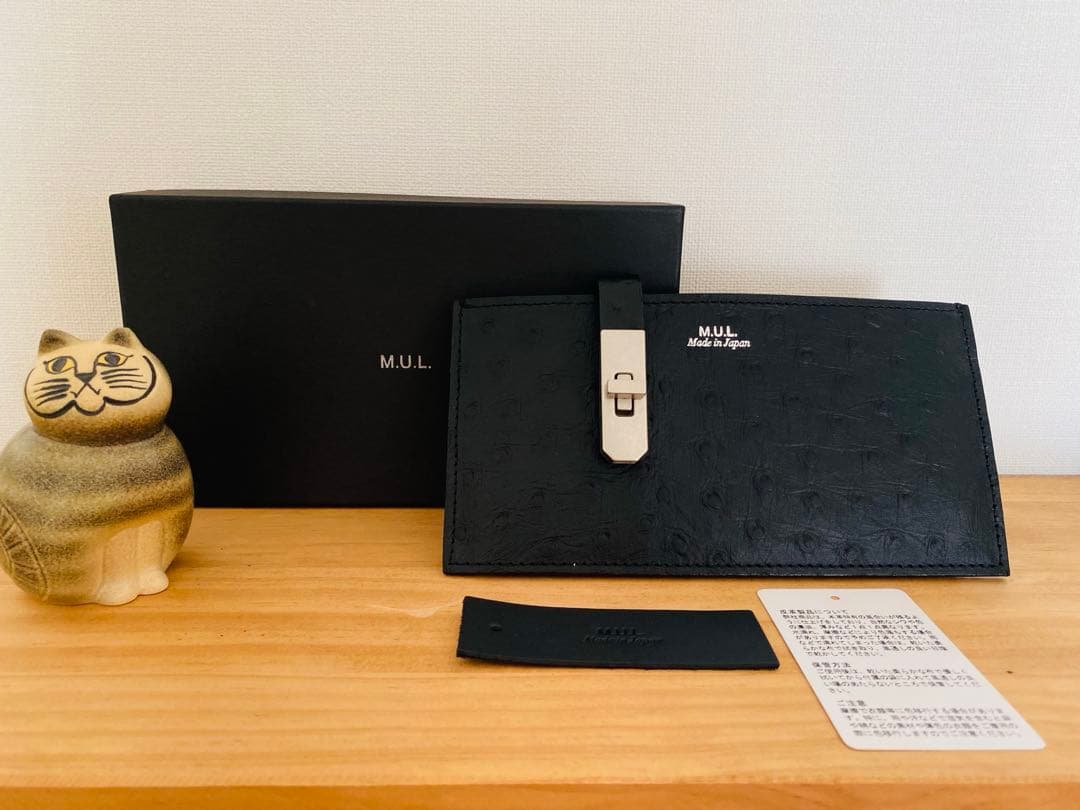 【未使用】M.U.L.／フラットロングウォレット(オーストリッチ)