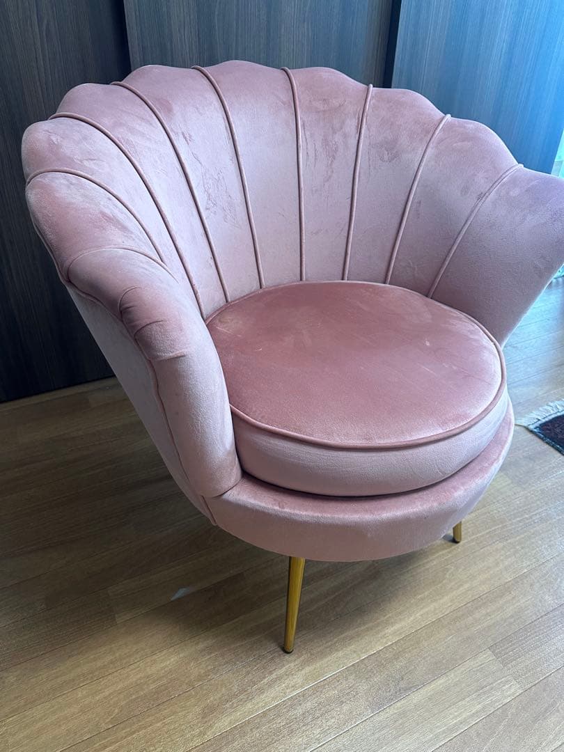 貝殻型ベルベット1人掛けソファ