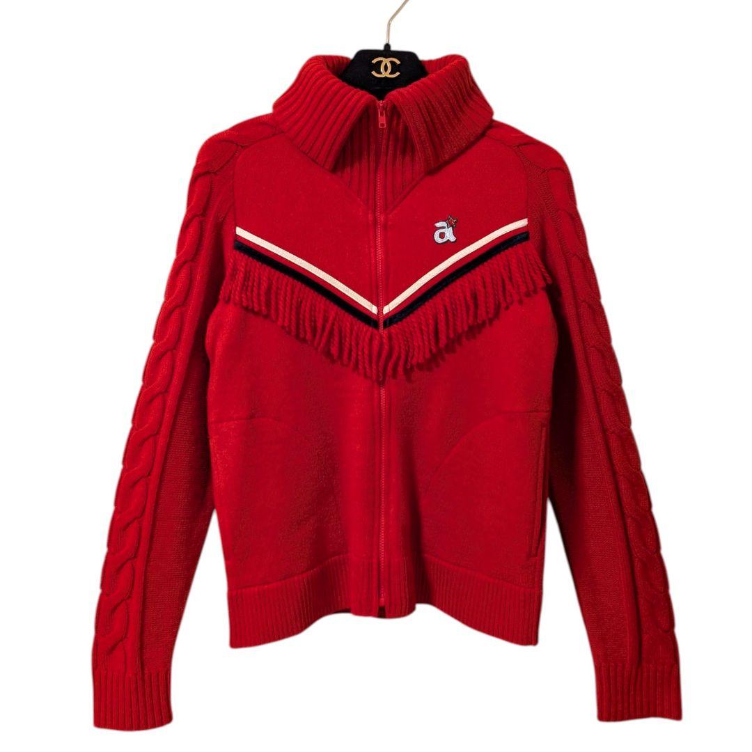 新品未使用 アルチビオ archivio フリンジ ブルゾン ニット ロゴ M