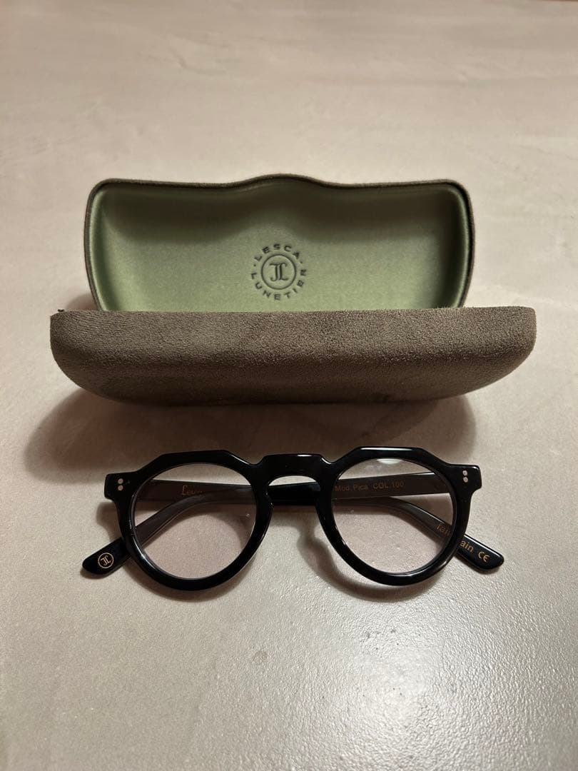 Lesca 黒 サングラス ケース付き　Lesca Lunetier PICA