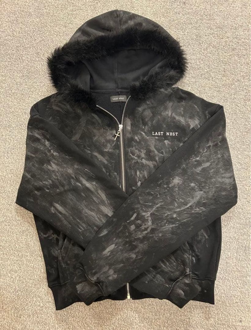 LAST NEST ファー　パーカー ブラック　BADHOP