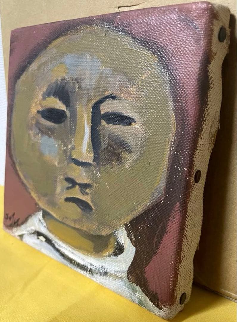 巨匠 脇田 和『顔』油彩 原画 約0号大 鬼貴重 真作保証 1点もの 合箱あり