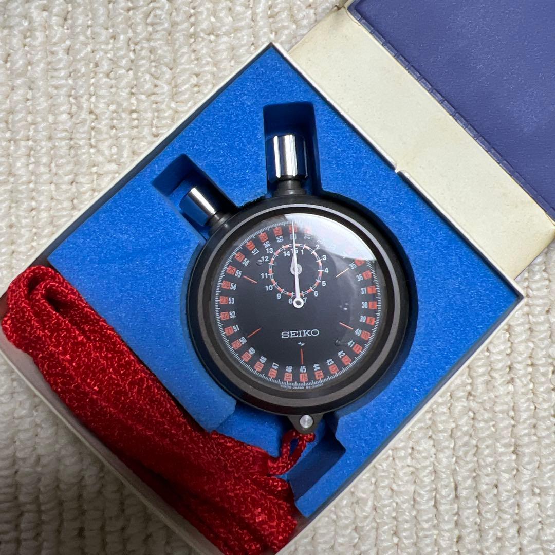 セイコー　88-5080黒文字盤ビンテージ防水ストップウォッチ。DS稼働美品。