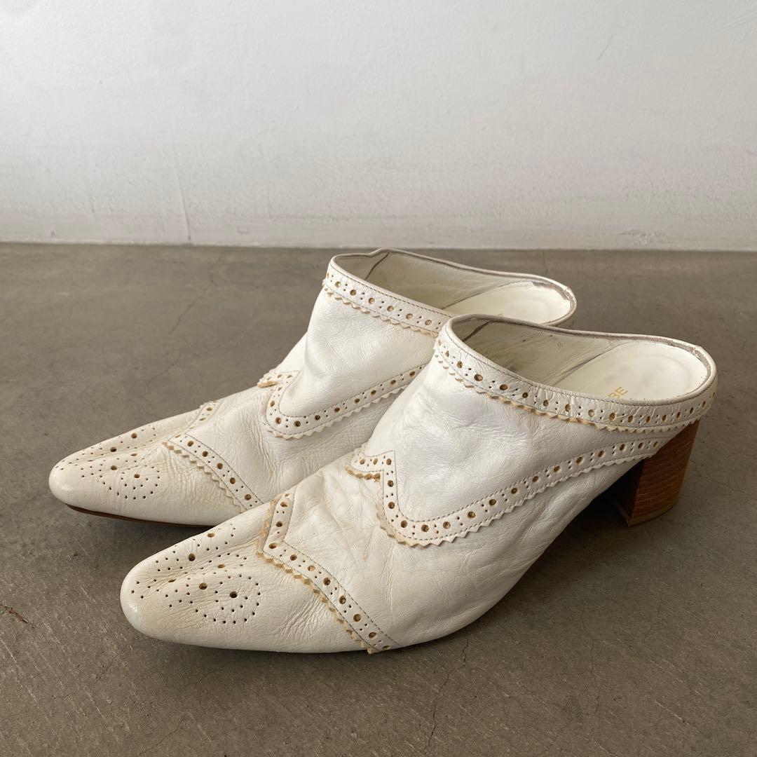 JUNYA WATANABE ホワイトレザースウィングチップミュール