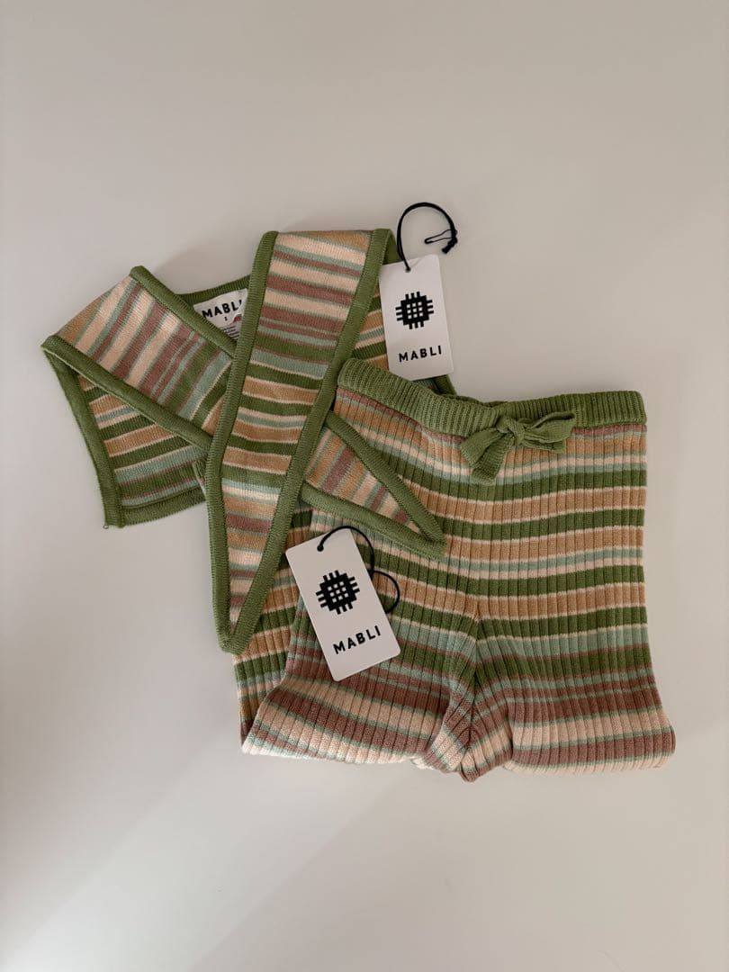 ボトムス mabli 25ss meadow stripe pants & necktie