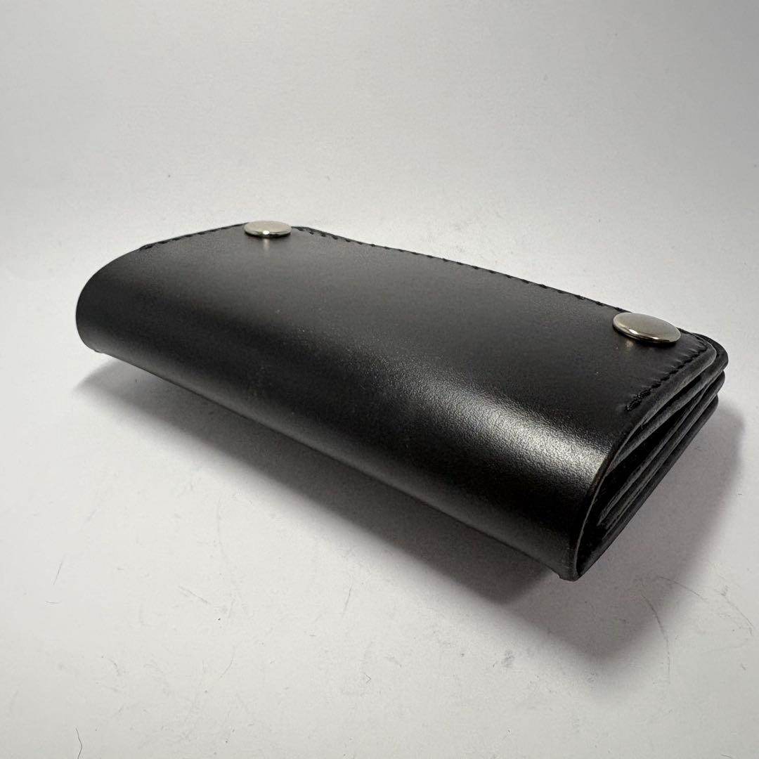 【本革】トラッカーウォレット　ミドル　姫路レザー　ブラック　二つ折り財布