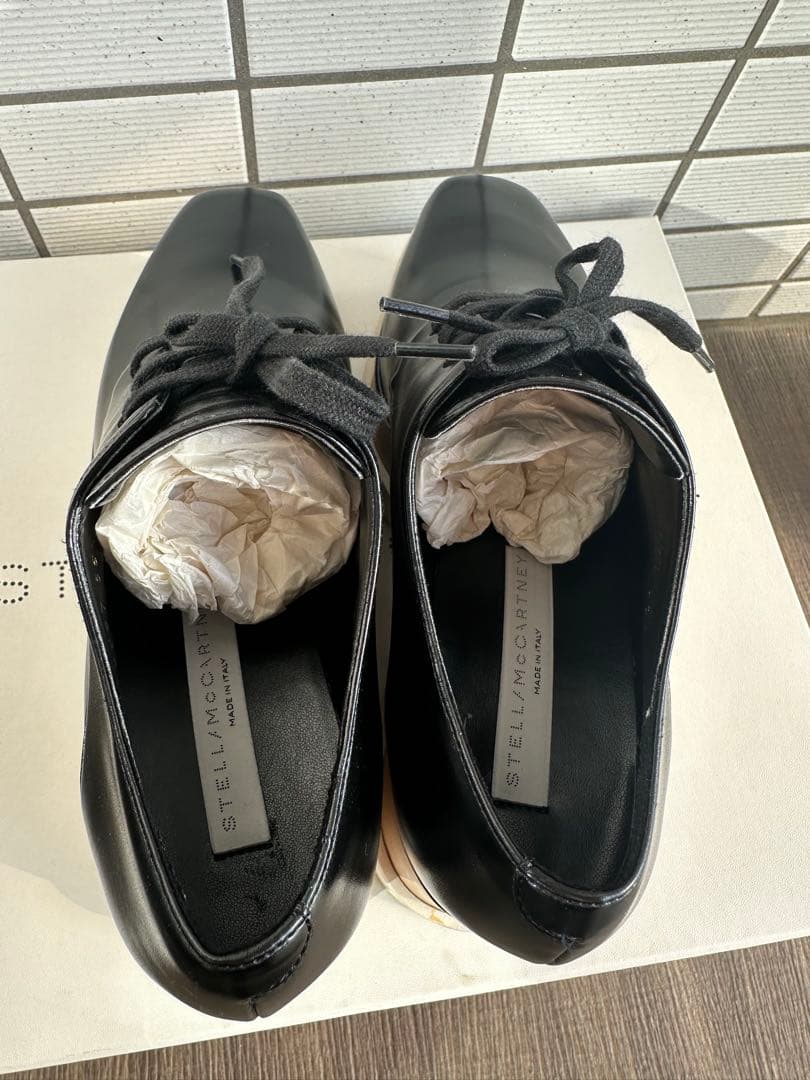 ステラマッカートニー エリス 35.5 黒 レザー 厚底 レースアップシューズ