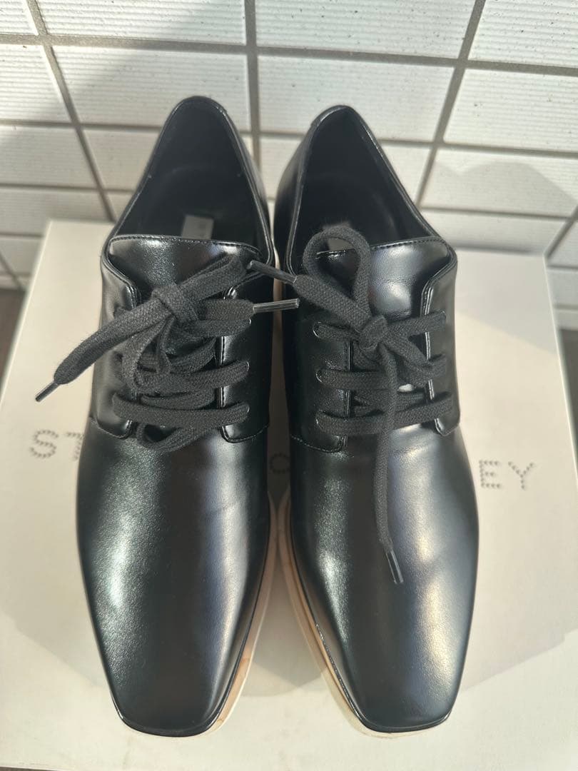 ステラマッカートニー エリス 35.5 黒 レザー 厚底 レースアップシューズ