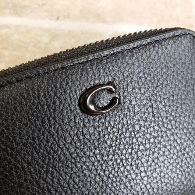 未使用 コーチ ☆ ペブルレザー Lジップ キーケース ブラック COACH