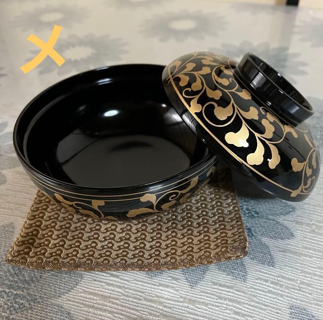 金唐草蒔絵　漆塗り椀　5客セット