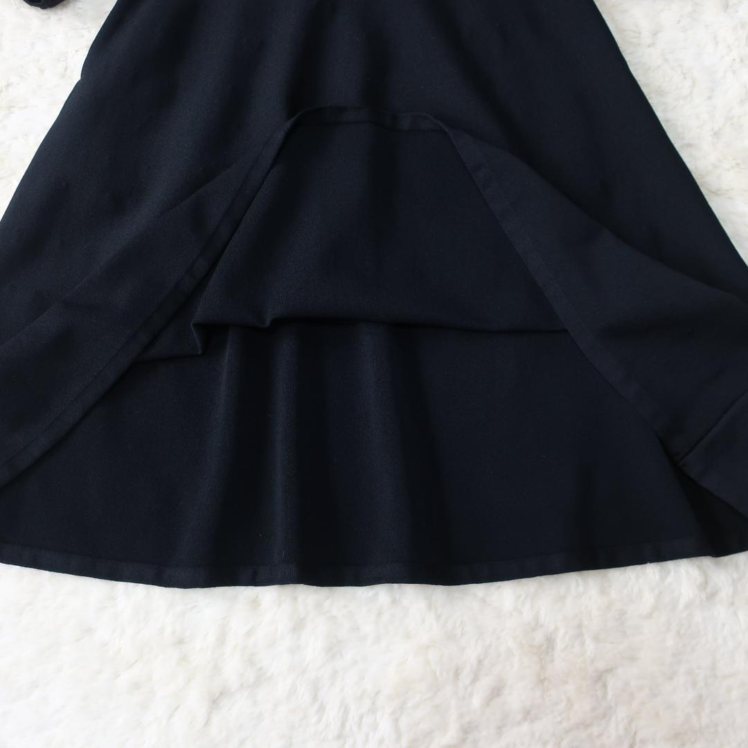 ルネ Rene ニットワンピース ドレス バイカラー フレア Aライン 黒 34