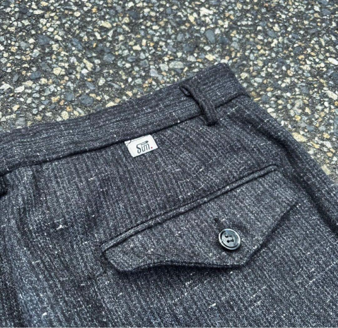 80s 90s ワイドスラックス 絣 ネップ ブラック シティーボーイ