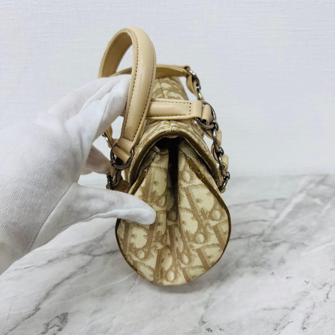 ✨Dior✨ディオール✨CD✨トロッター柄✨ベージュ✨リボン✨ハンドバッグ✨