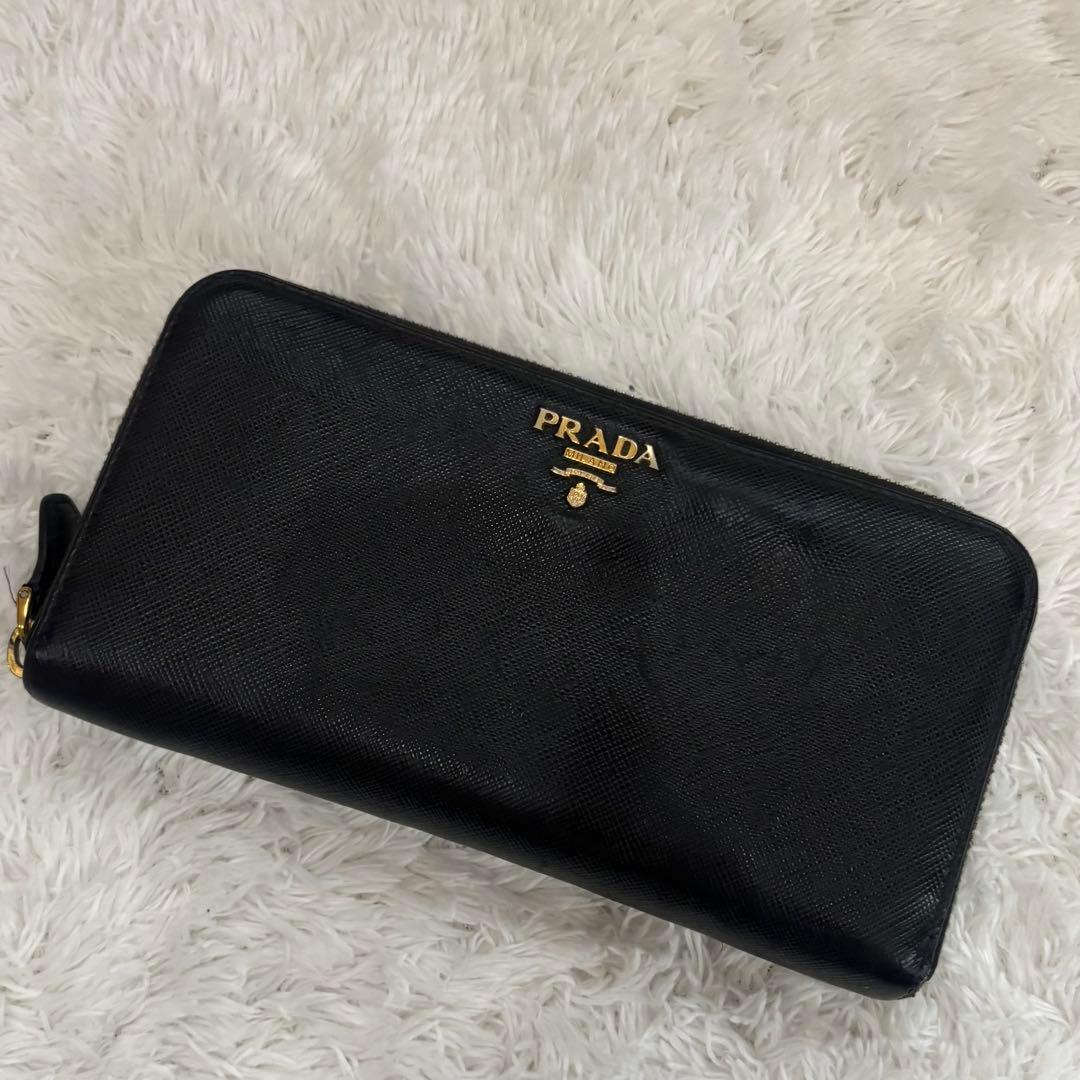 PRADA プラダ サフィアーノレザー ロングウォレット 小銭入れ ブラック