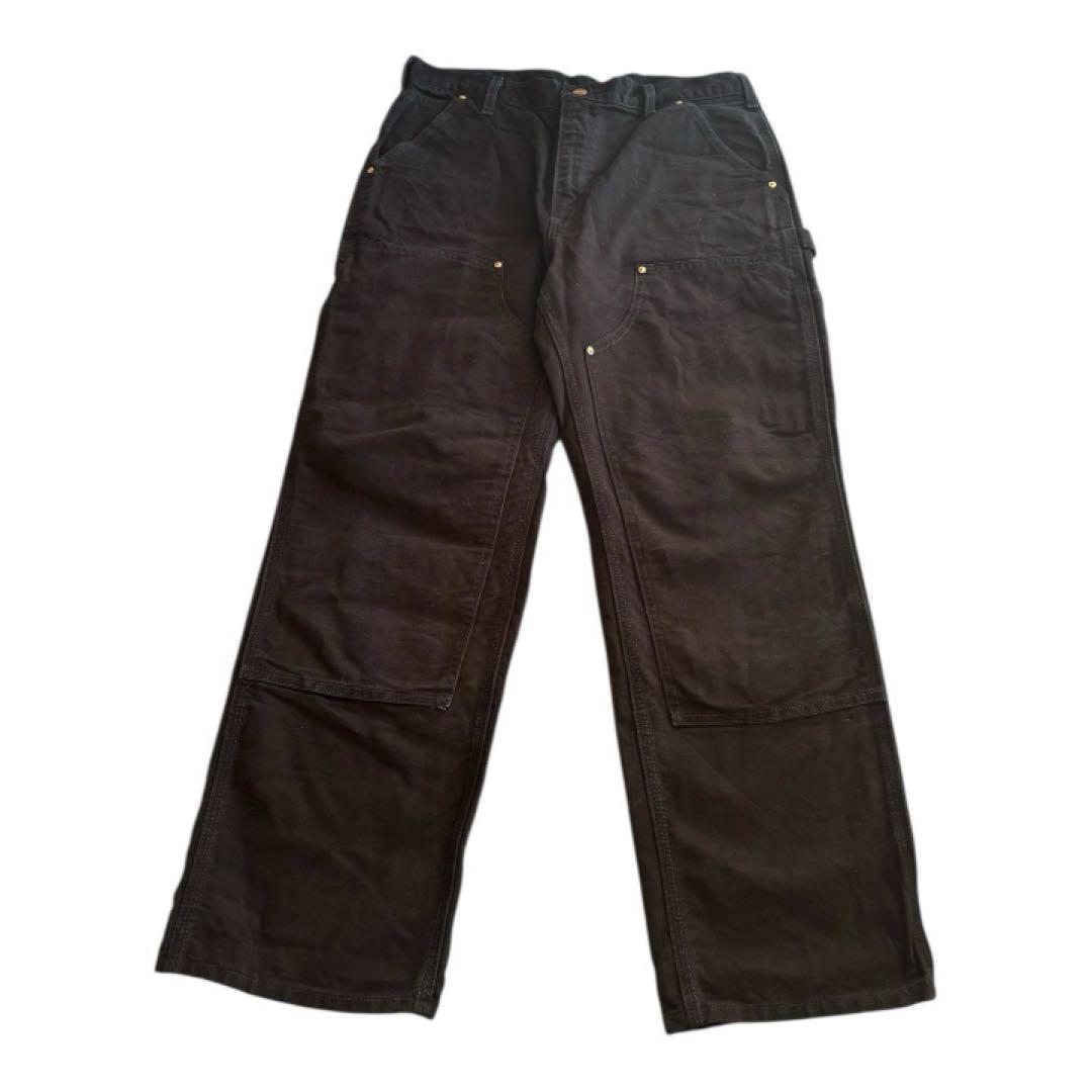 美品 00s 90s usa製 カーハート ダブルニー ブラック 34×30 黒