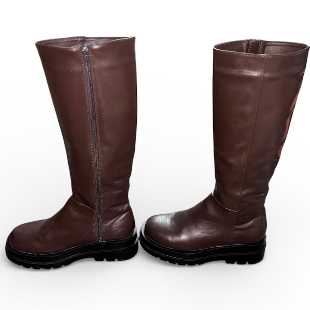 Kastane 厚底ボリュームロングブーツ ブラウン