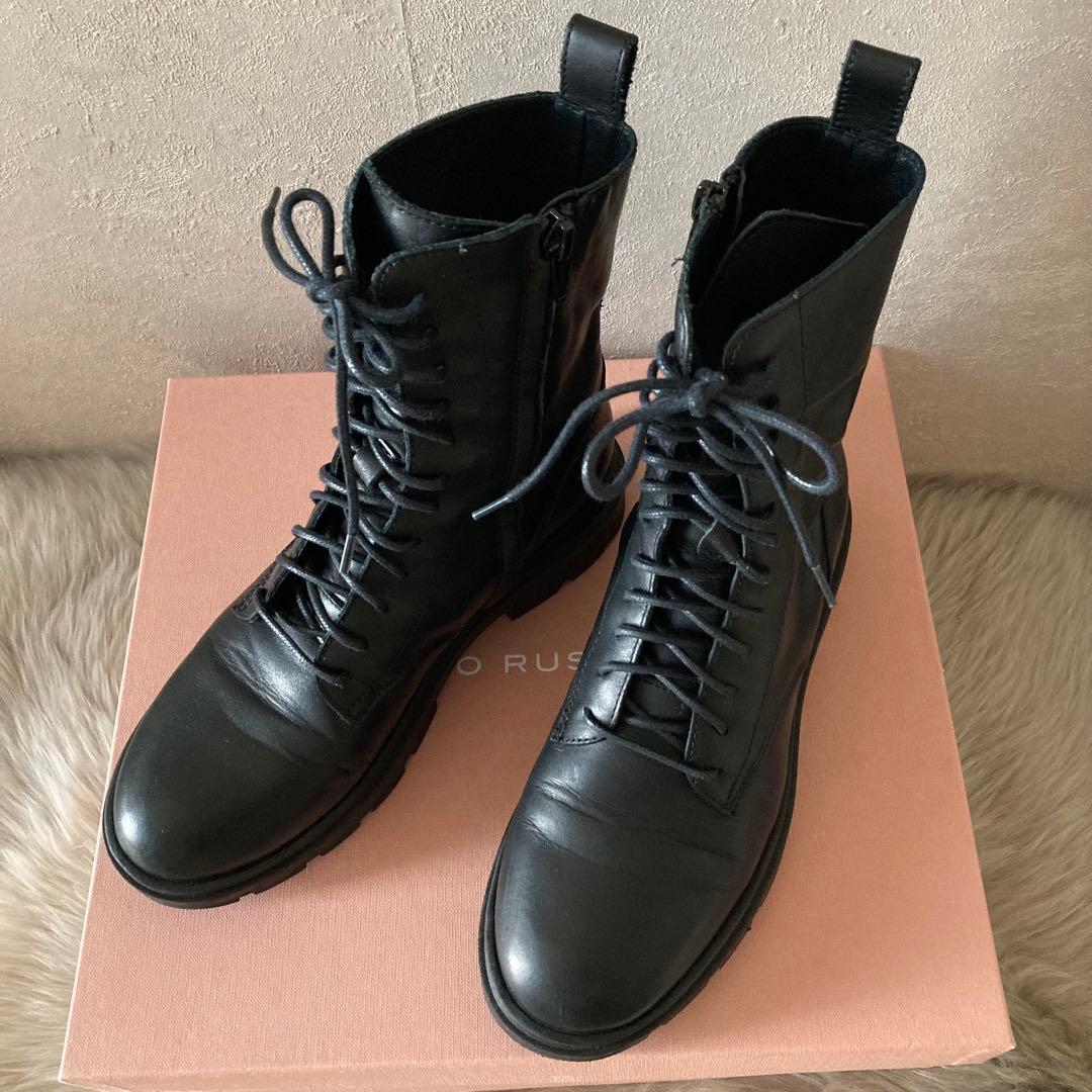 ファビオルスコーニ＊トラックソール レースアップ 編み上げサイドジップブーツ36