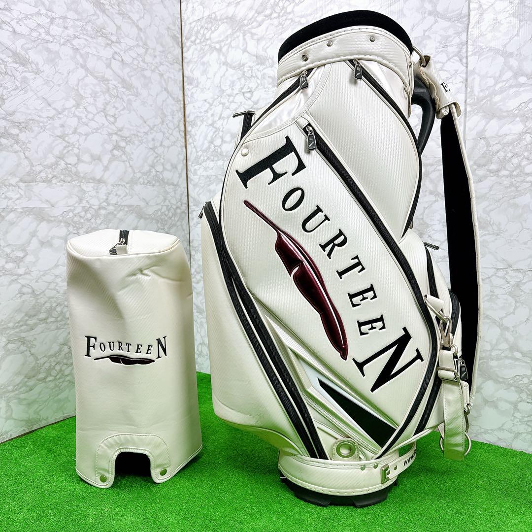 【良品】フォーティーン 3点式 カート型 キャディバッグ ホワイト 9型