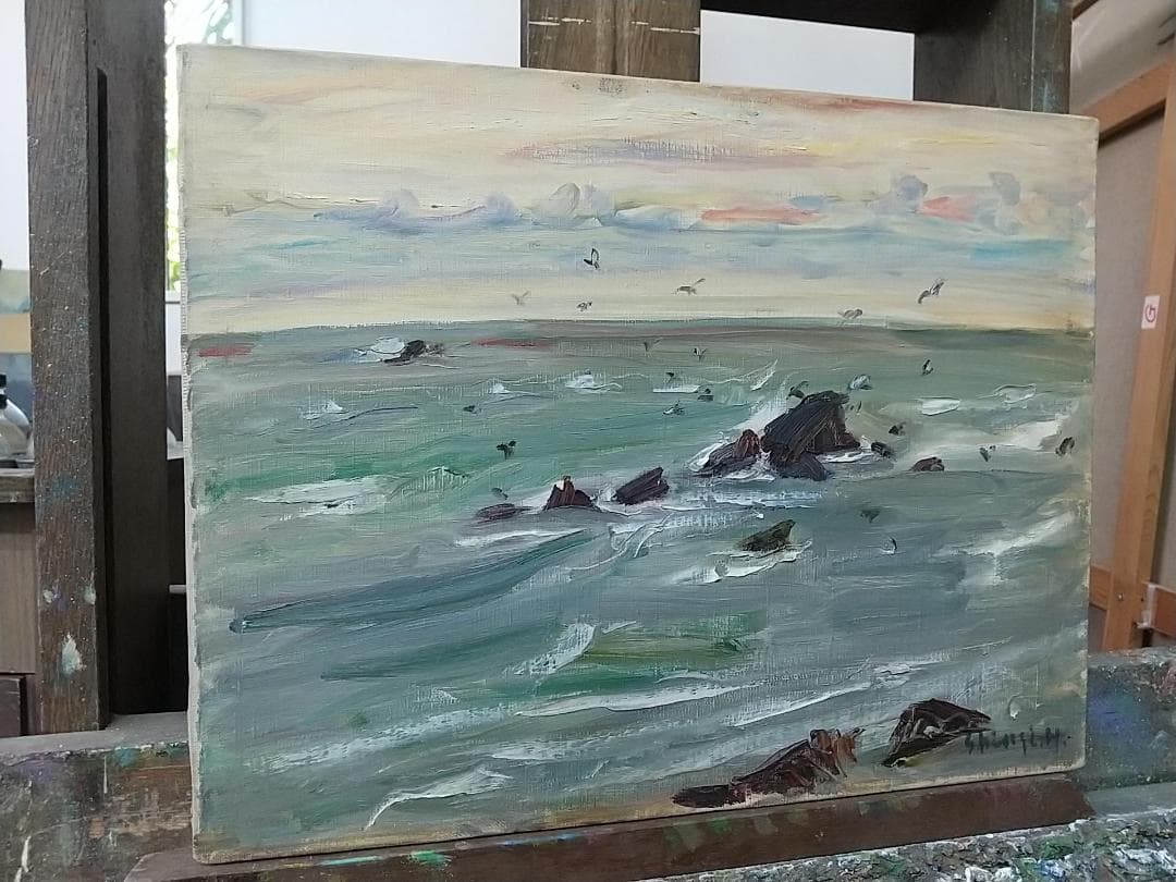 「黒生海岸」 F6 絵画 油彩画 油彩画 風景画 アート