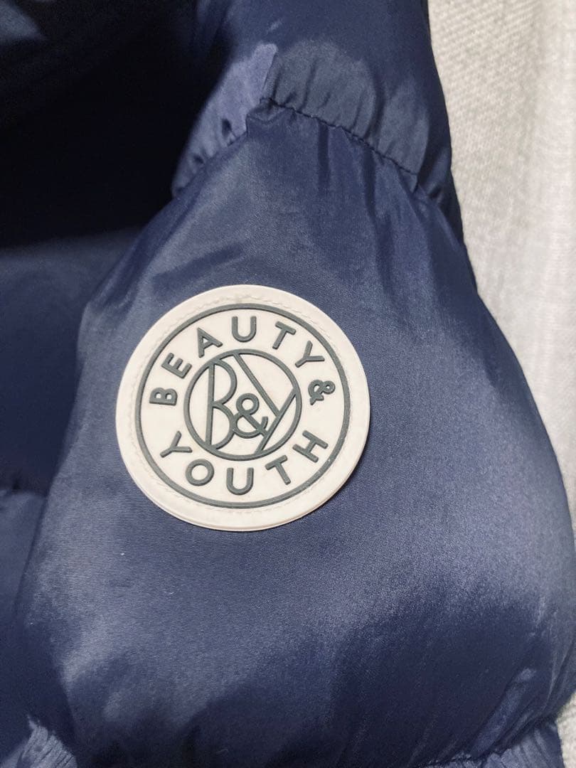 BEAUTY & YOUTH フード付きダウンジャケット ネイビー