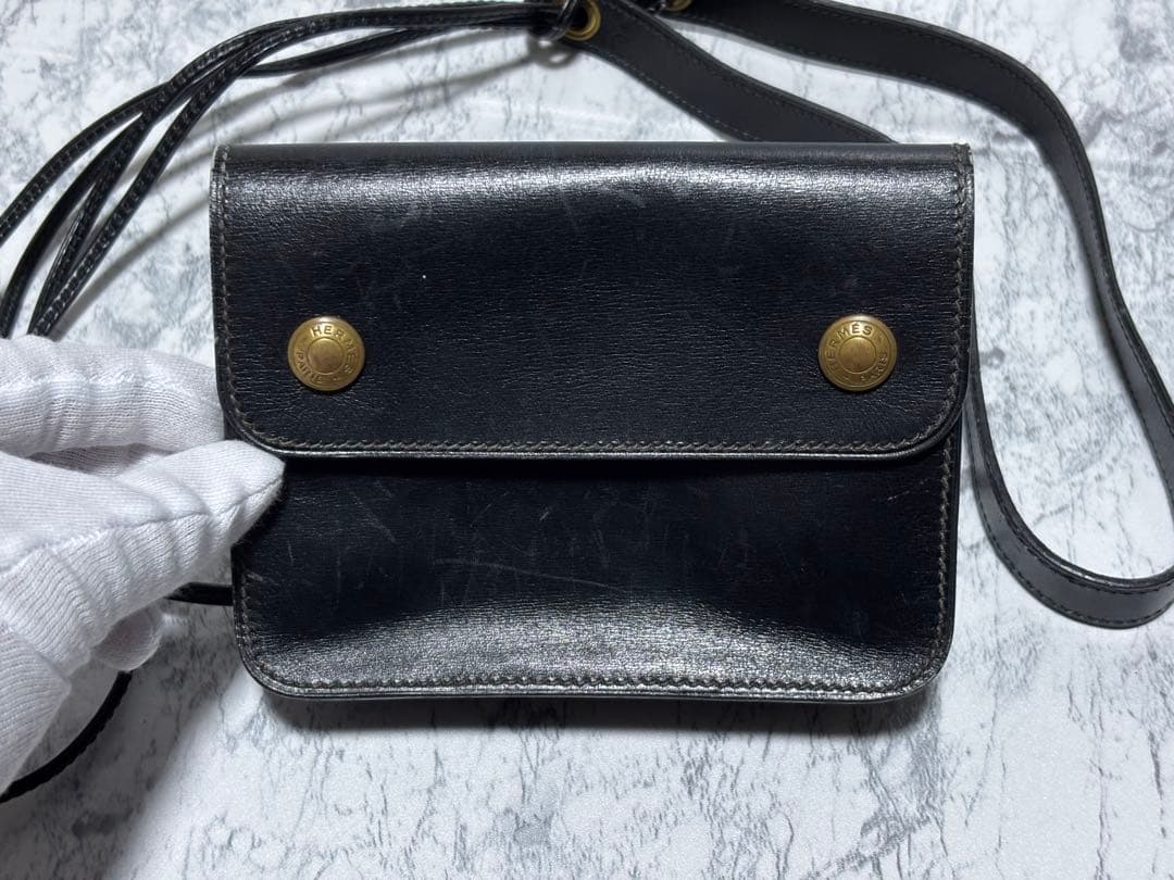 HERMES エルメス ボックスカーフ ポシェットグリーン ウエストポーチ