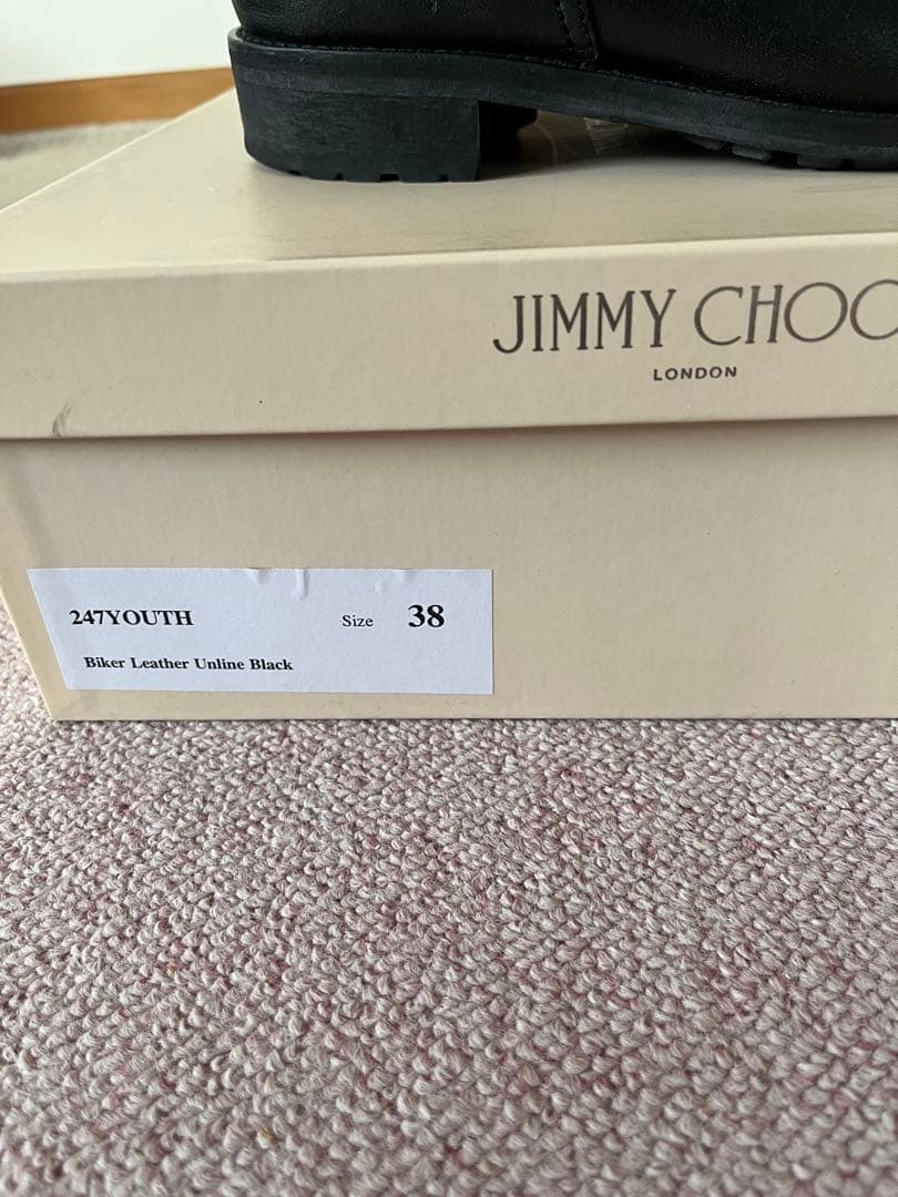 最終値下げJIMMY CHOO ブラックレザーバイカーブーツ 38