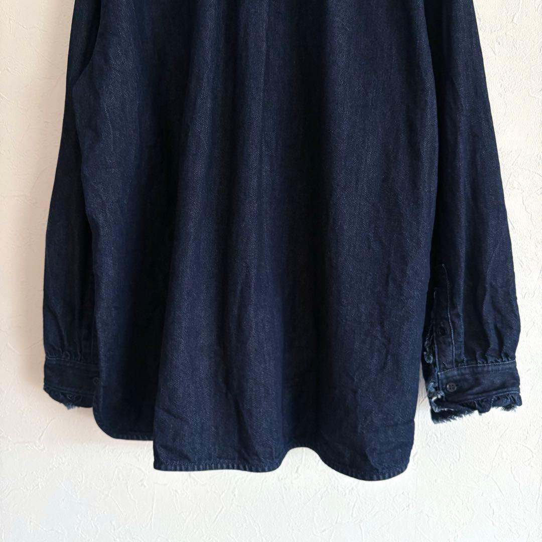 25SS ドゥロワー シルク混 デニム フリルシャツ ブラウス 38